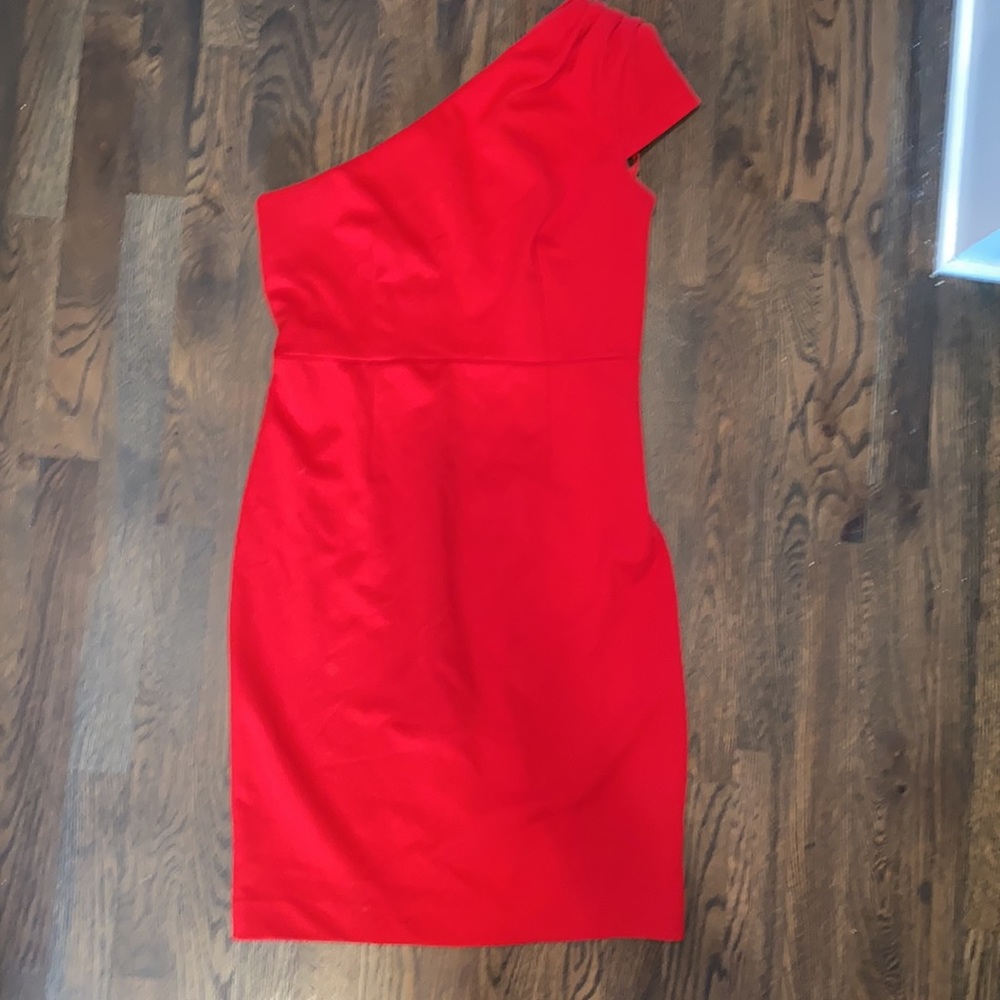 Bright Red Adrienne Vittadini One Shoulder Dress Sz 4